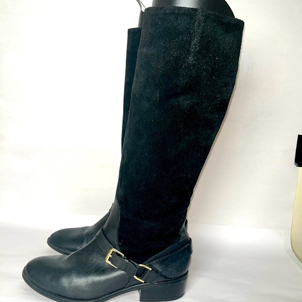 RALPH LAUREN Mila Black Leather Equestrian Boot size 7B - Picture 1 of 10